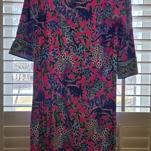 Lilly Pulitzer Vibrant Pink and Blue Long Sleeve Dress
